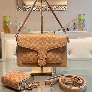 Chic Elegant Tan Patterned Women's Shoulder Bag